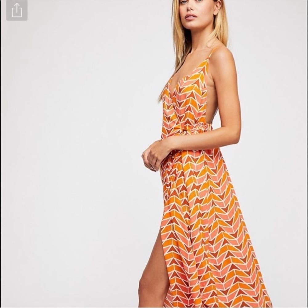 Free People FP Siren Wrap Dress or Swim Suit Cover Up Linen Blend